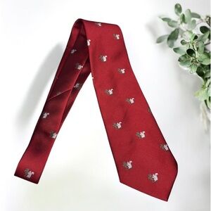 VINTAGE SQUIRREL TIE Red 1982 ALYNN Stratford Hall Plantation FAST SHIPPING